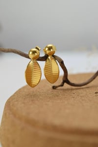 Image 3 of Small Gold Vermeil Leaf Drop Earrings – Fold Collection
