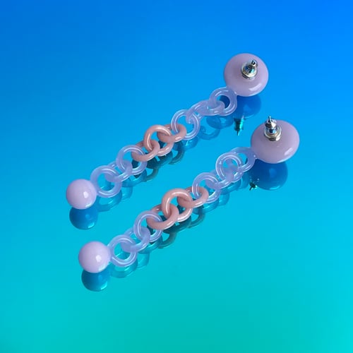 Image of Bubble Gum Pink Dot Chain Studs