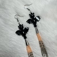 Image 1 of Bat dangles (peach,grey & sparkle)