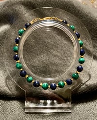 Image 1 of Malachite and Dark Blue Lapis Lazuli with Hematite - Size 7.25