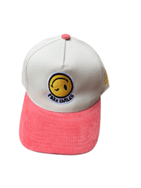 Image 1 of Cream and pink corduroy brim SnapBack 
