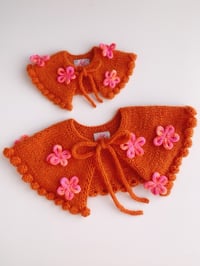 Image 1 of Orange Flower Bubble Collar Matching Set