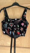 Stars, flowers, constellations, and hearts embroidered tulle Velvet handmade corset