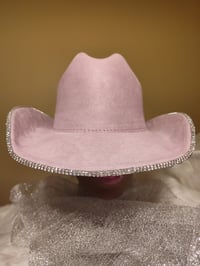 Image 1 of PEARLS & PINK WESTERN HAT