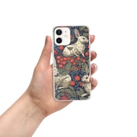 Image 8 of Boho Nature Cottagecore Inspired White Rabbits Among Berries Clear Case for iPhone®