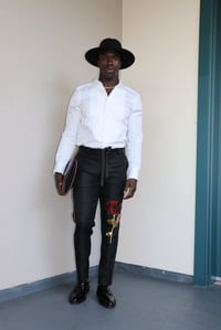 Image 4 of The Zuuku Tux Pants - black brocade 2