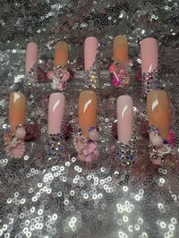 Image 2 of  On my grown and sexy extra long  square gel press on nails