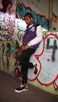 Image 1 of Purple “Worldwide” Varsity Jacket 