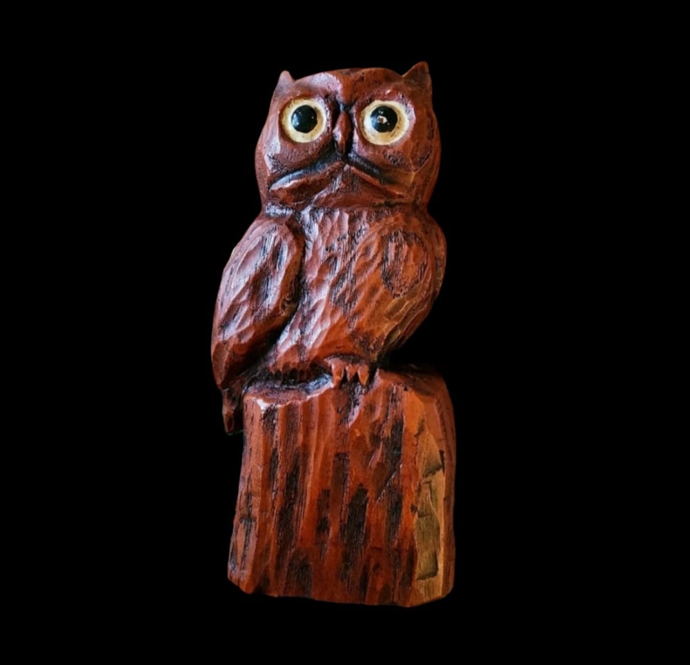 Image of Vintage Hand Carved Owl 