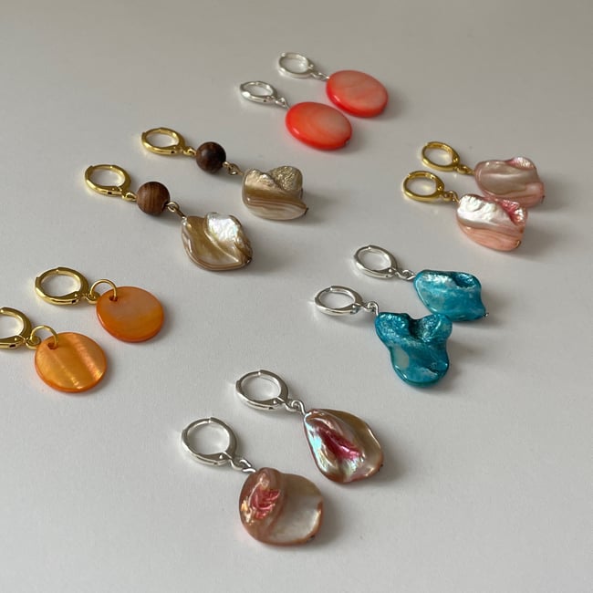 agate stone huggie hoop earrings