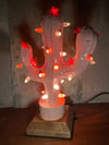 Pink Valentines DayThemed Ceramic Cactus Night Light Lamp