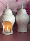 White ceramic coco wax burner 