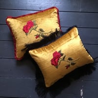 Image 4 of Gold Velvet Red Rose Cushion