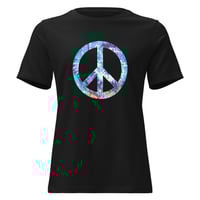 Image 3 of Women's Relaxed T-Shirt, Tie Dye Peace Sign Retro Tee