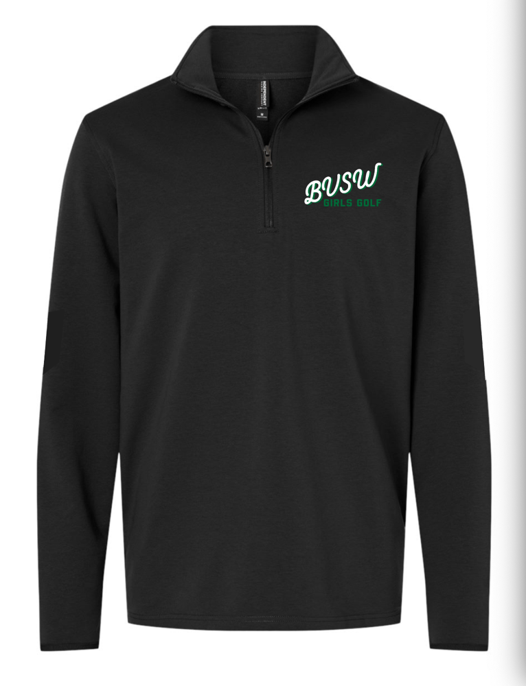 Image of Black Quarterzip with Direct Embroidery Cursive BVSW