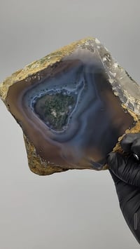 Image 6 of 418g Agate with Amethyst Geode Rough Edge Slice Natural Crystal 