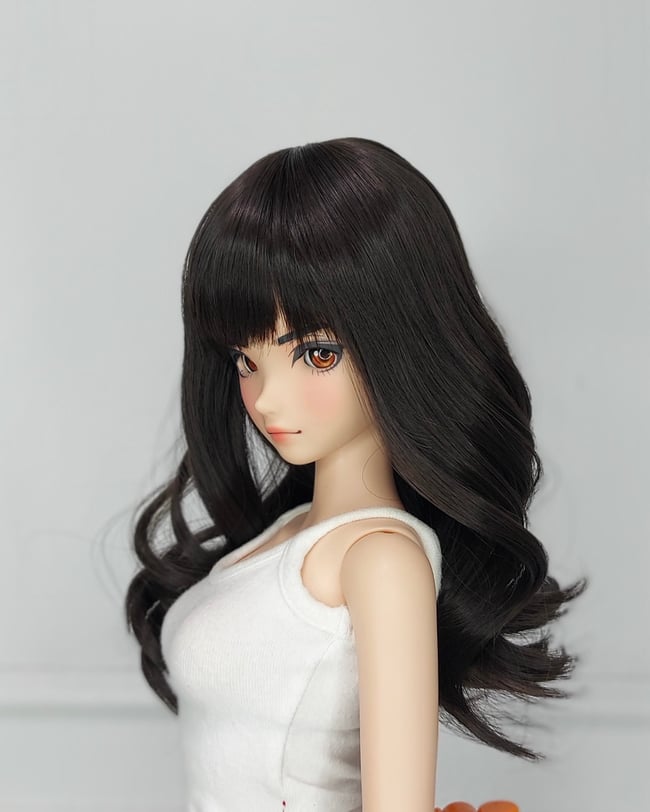 Natural Black Mid Curl Bang