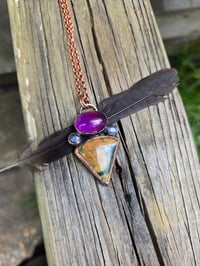 Image 1 of Electroformed Rainforest Jasper necklace 03