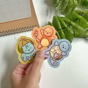 Image of Gen 1 Starter Pokémon Waterproof Stickers
