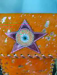 Image 2 of Woodstock cross body passport bag - orange with pink star