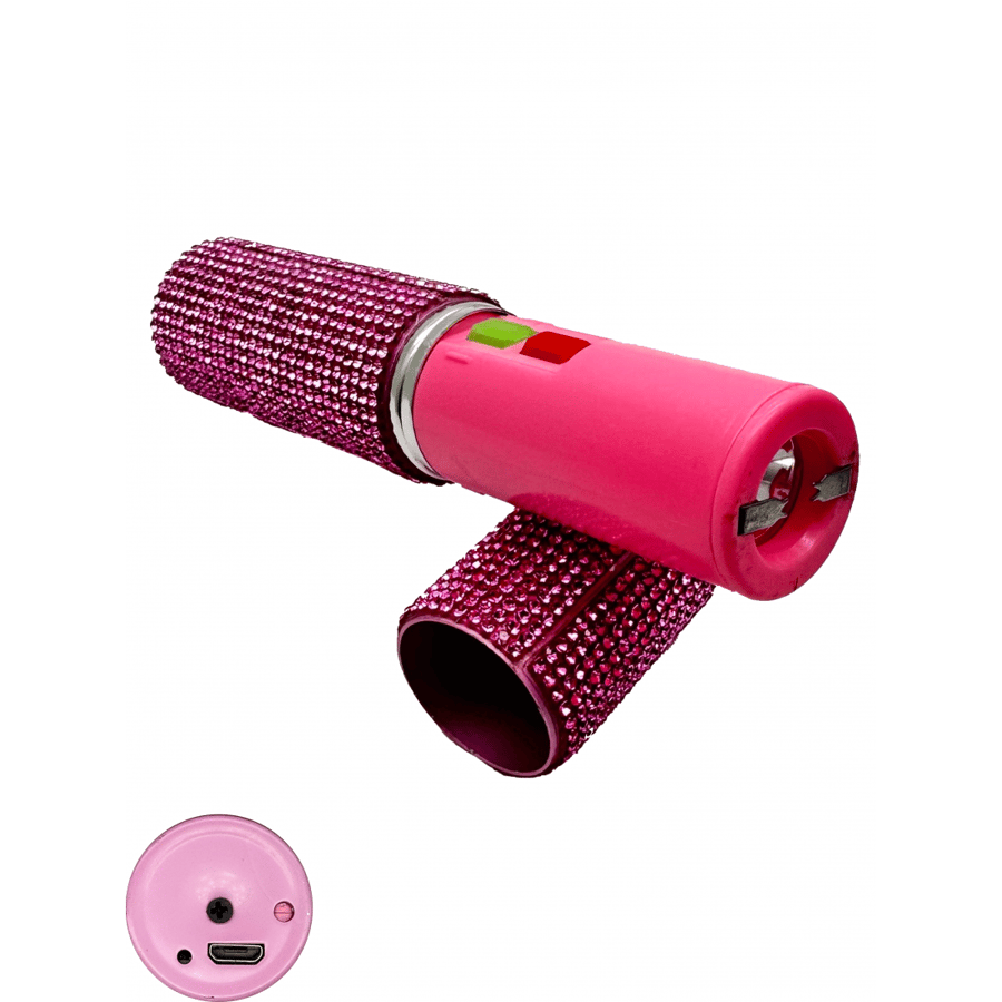 Image of Pink Rhinestones Lipstick & Pepper Spray Combo