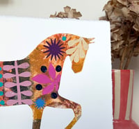 Image 4 of Fifi, a terracotta and pink monoprinted horse with collage