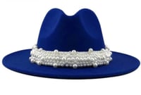 Pearl Fedora Hat- blue