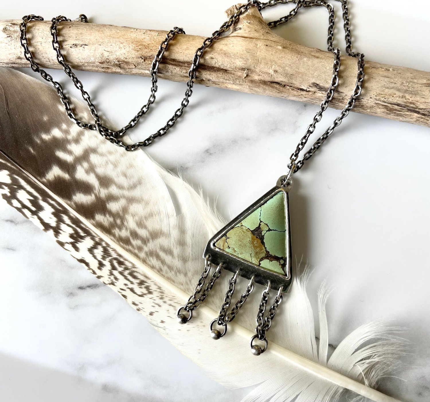 Image of Handmade Treasure Mountain Turquoise Silver Pendant 925