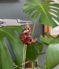 Image 1 of Red Obsidian Gold Moon Necklace 