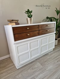 Gorgeous Nathan Sideboard in Brilliant White and Walnut drawers