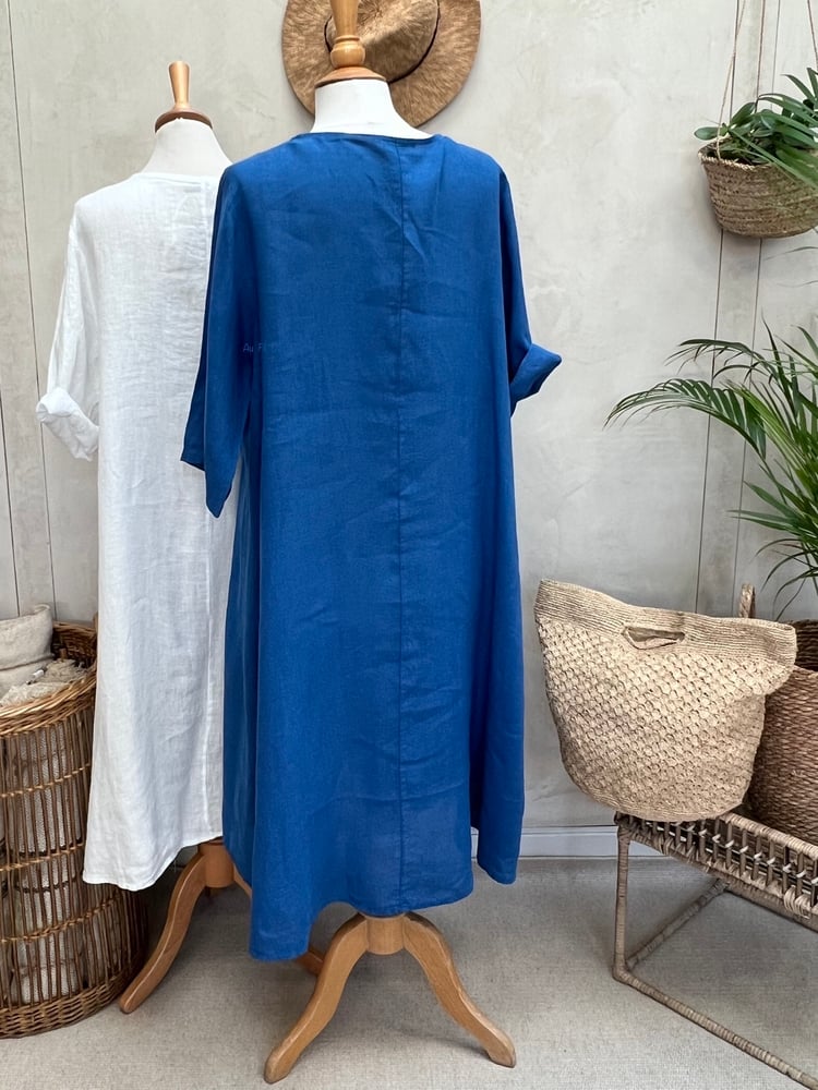 Image of Robe En Lin Alizé Bleu Roi 