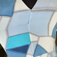 Image 9 of Armani Exchange Mulberry Silk Blue Geometric V Neck Dress - Size Small