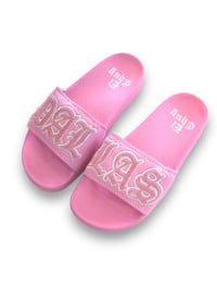 Image 2 of DALLAS PINK VARSITY SLIDES (PREORDER)