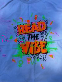 Image 1 of Read The Vibe Green and Orange on Blue with slight pink tye dye moments 3XL