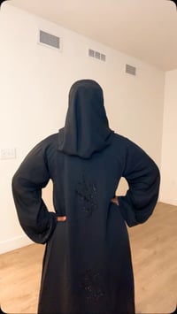 Image 2 of Rihana glitter black and green closed abaya