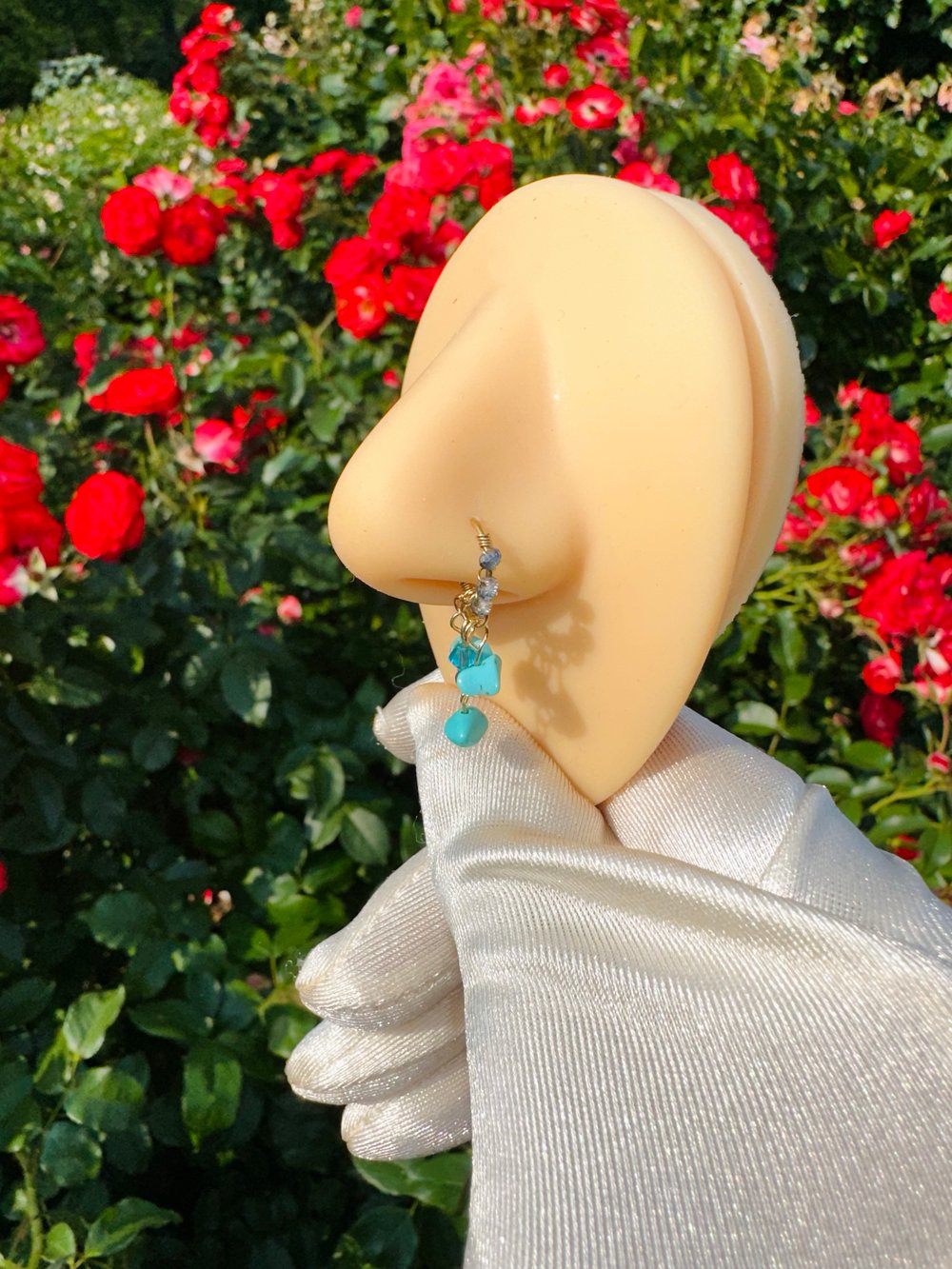 Image of Hoop Beaded Dangle Nose Cuffs
