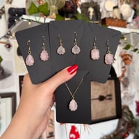 Image 1 of Rose Quartz & Gold Steel Drops