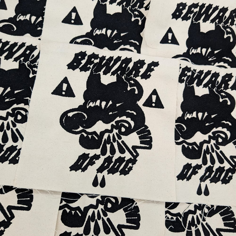 Image of BEWARE OF DOG Large Canvas Patch