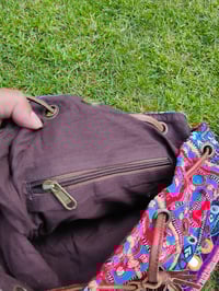 Image 14 of Slouch bag leather pulley in embellished afghan charms