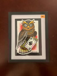 Image 1 of Lucky owl 5”x7” original painting