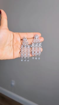 Image 1 of BBE_9104_American Diamond Big 3 Layer Earrings