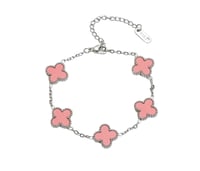 Image 1 of Pink&Silver Clover Bracelet 