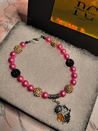 Image 3 of Pink/Black Afro Queen Charm bracelet 