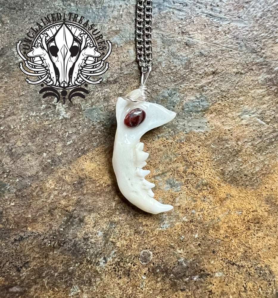 Image of Mink Jawbone Charm Necklace with Jasper accent