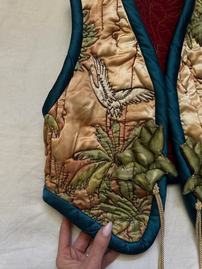 60s/70s silk hand tinted art vest
