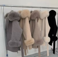 Image 5 of Taupe Loro Coat With Fur Cuffs