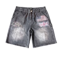 EMBOSSED DEIM JEAN SHORTS BLK