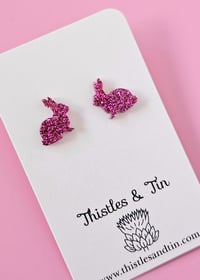 Image 2 of Sitting Glitter Bunny Dangles - 554