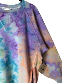 Image 3 of M Ladies French Terry Pocket Sweatshirt in Muted Watercolor Ice Dye