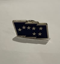 Retro Starry Plough Enamel Badge Blue/Silver